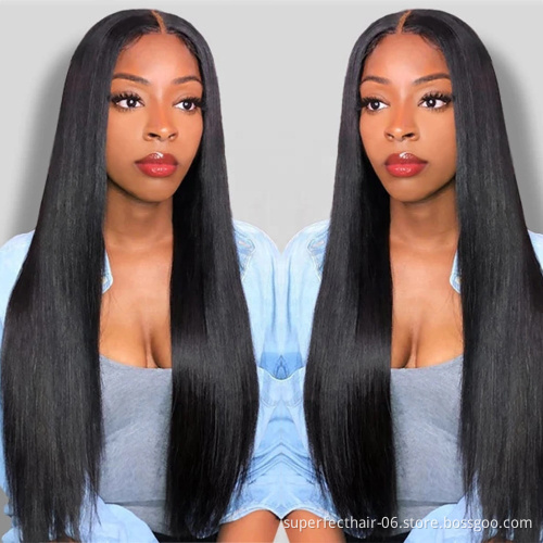 Hot Sale Straight 13*4 Lace Brazilian Hair Wig Pre Plucked With Baby Hair Transparent Lace Front Wigs For Black Women Human Hair